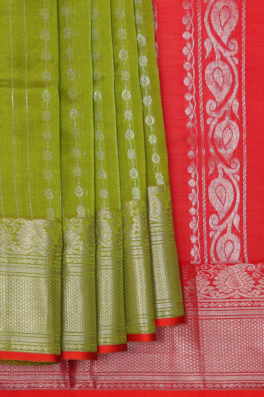 Image of Kuppadam Cotton Silk Green Saree