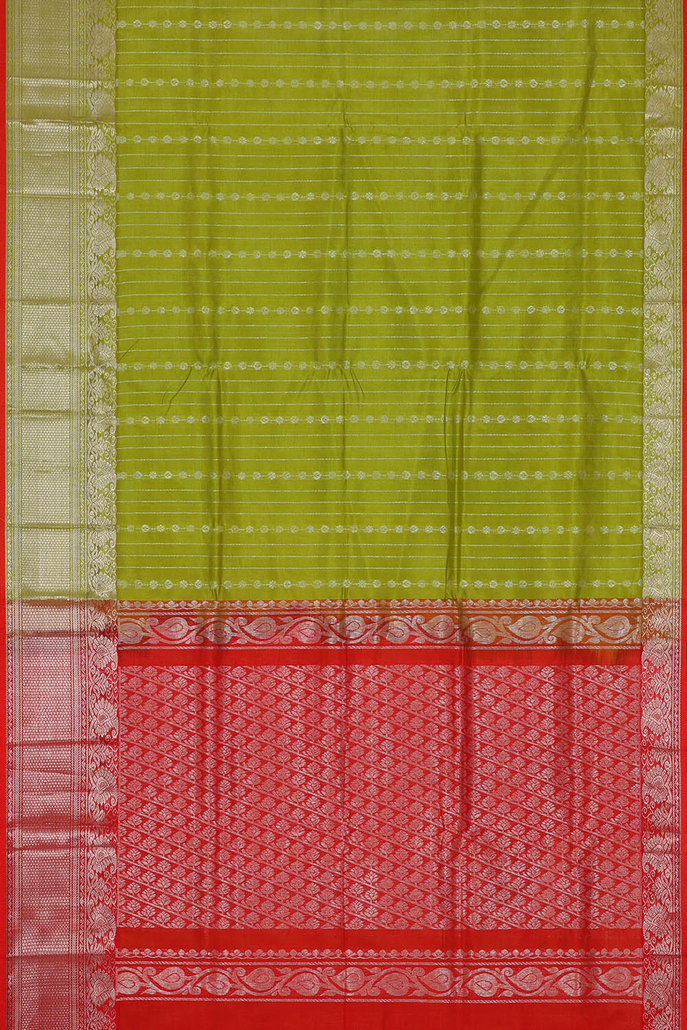 Image of Kuppadam Cotton Silk Green Saree