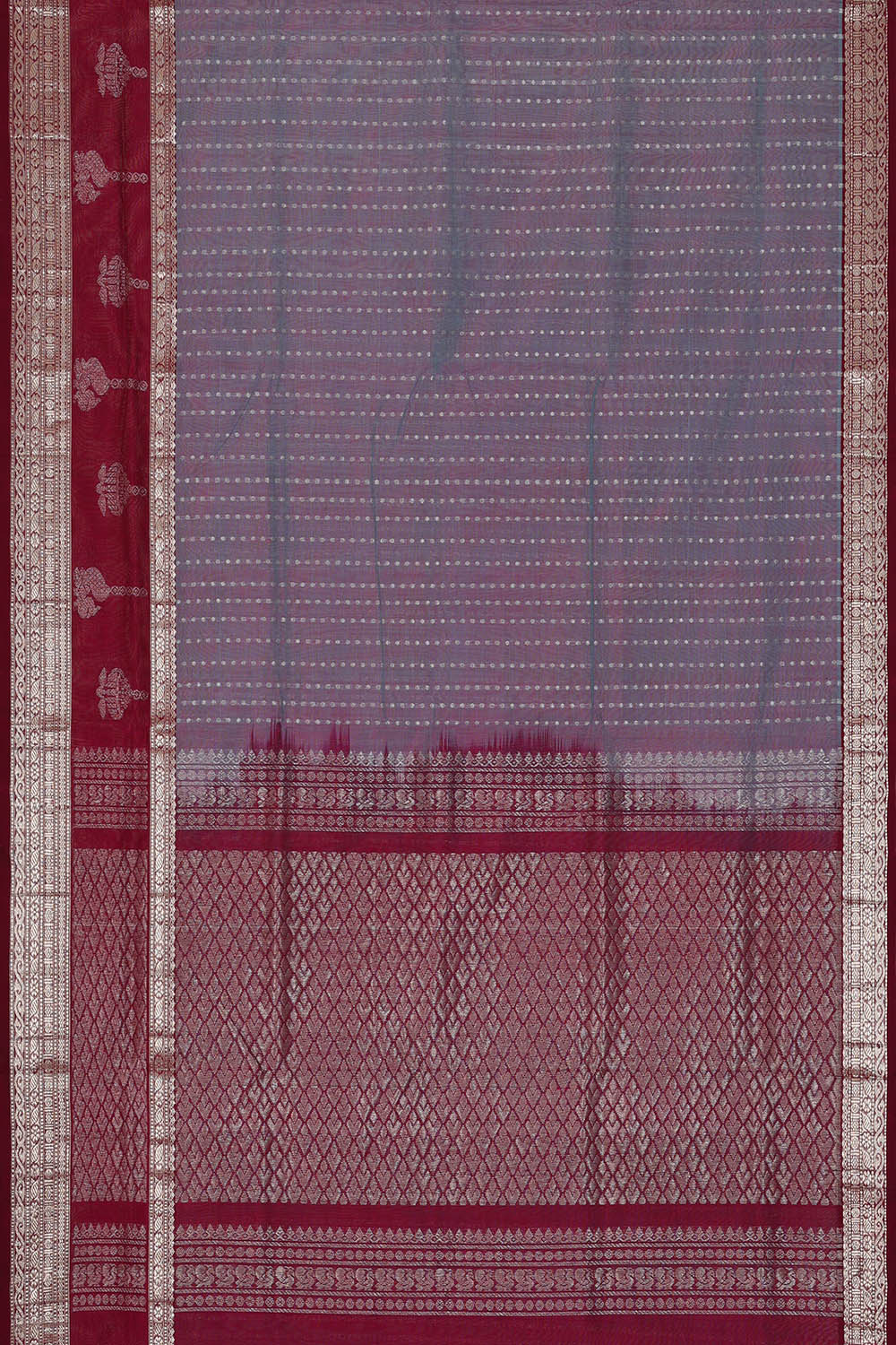 Image of Kuppadam Cotton Silk Grey Saree