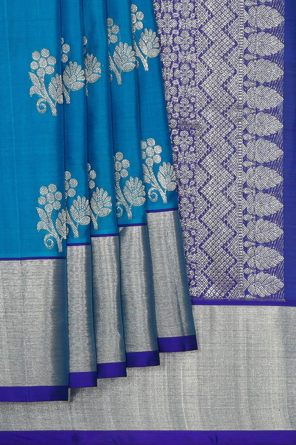 Image of Venkatagiri Silk Blue Saree