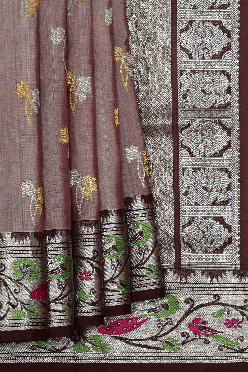Image of Venkatagiri Silk Light Brown Saree