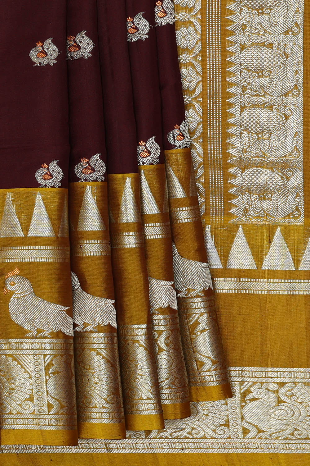 Image of Venkatagiri Silk Brown Saree