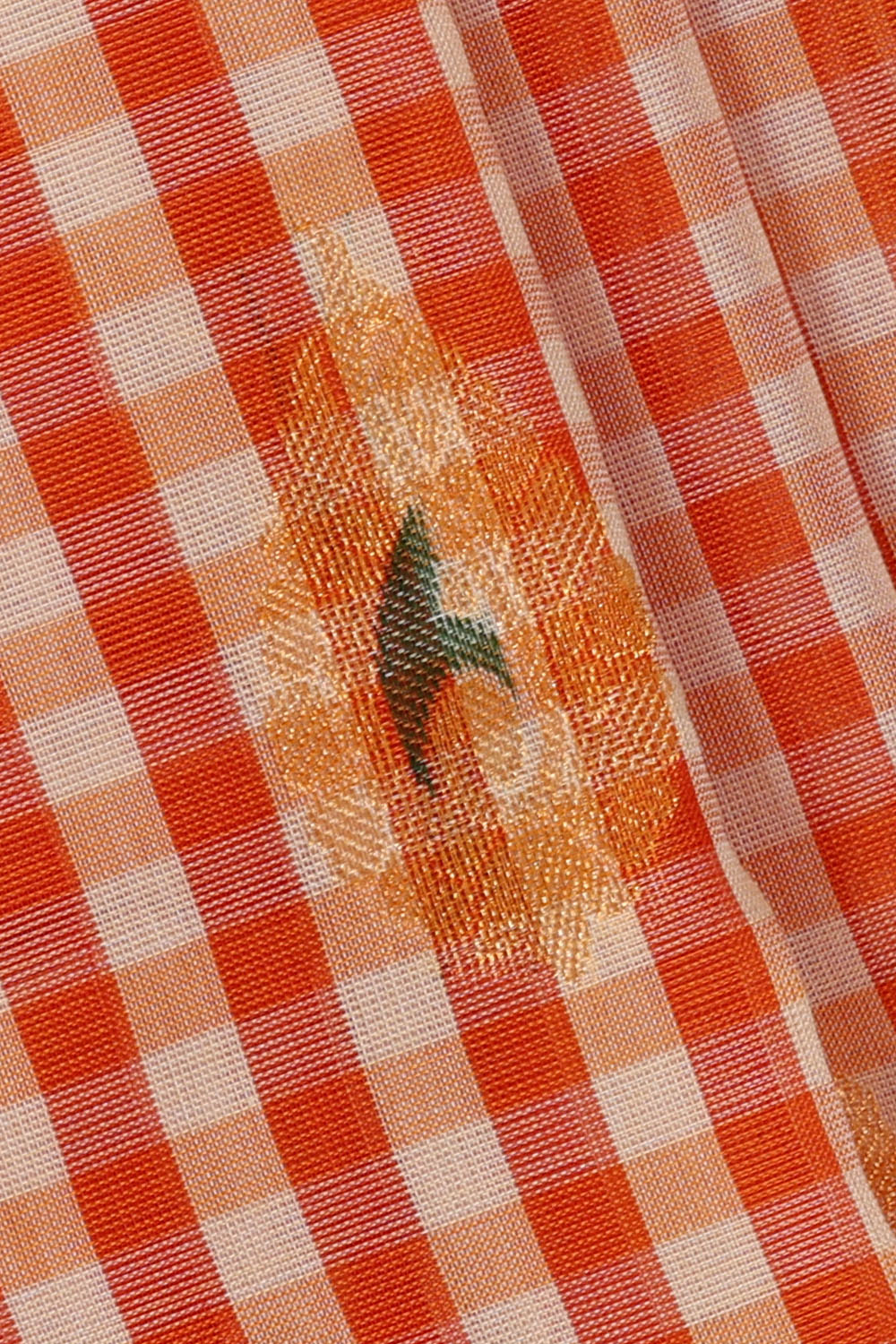Image of Orange Gadwal Silk Kattam Saree