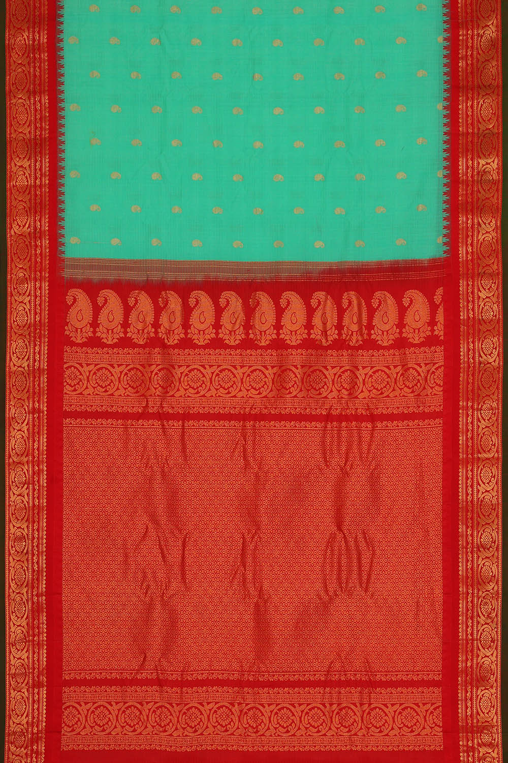 Image of Gadwal Cotton Silk Sea Blue Saree