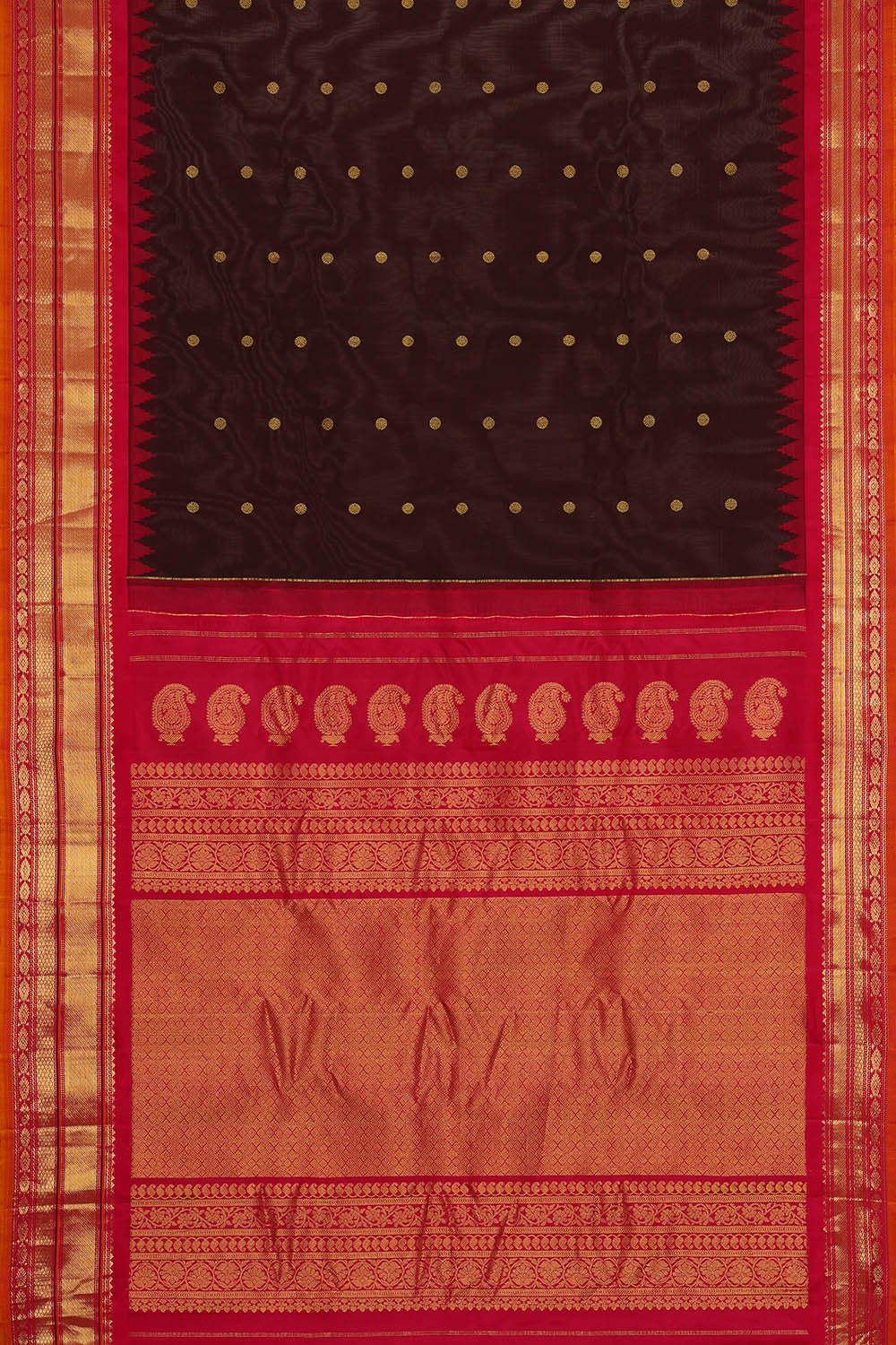 Image of Gadwal Silk Dark Brown Saree