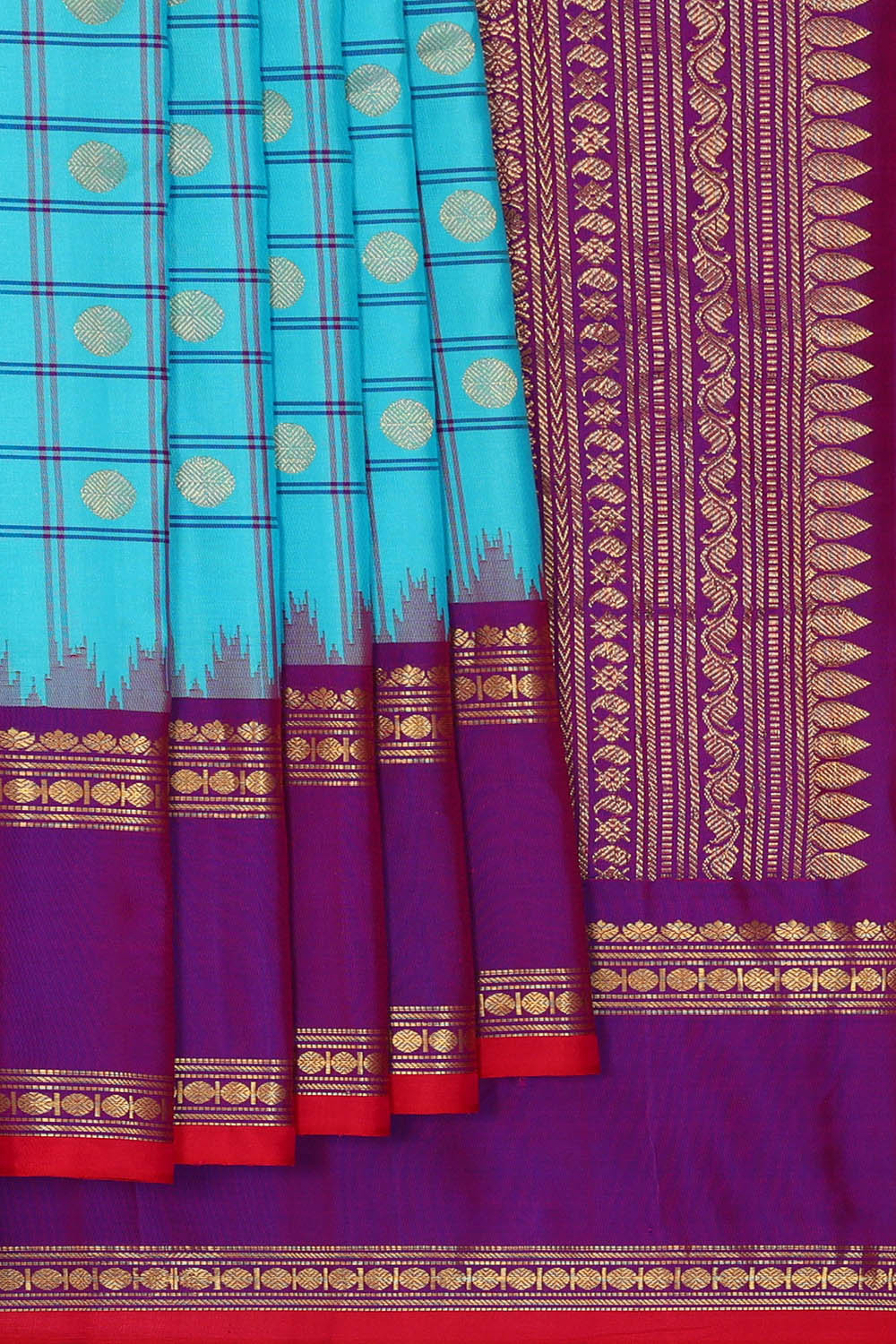 Image of Gadwal Silk Blue Saree