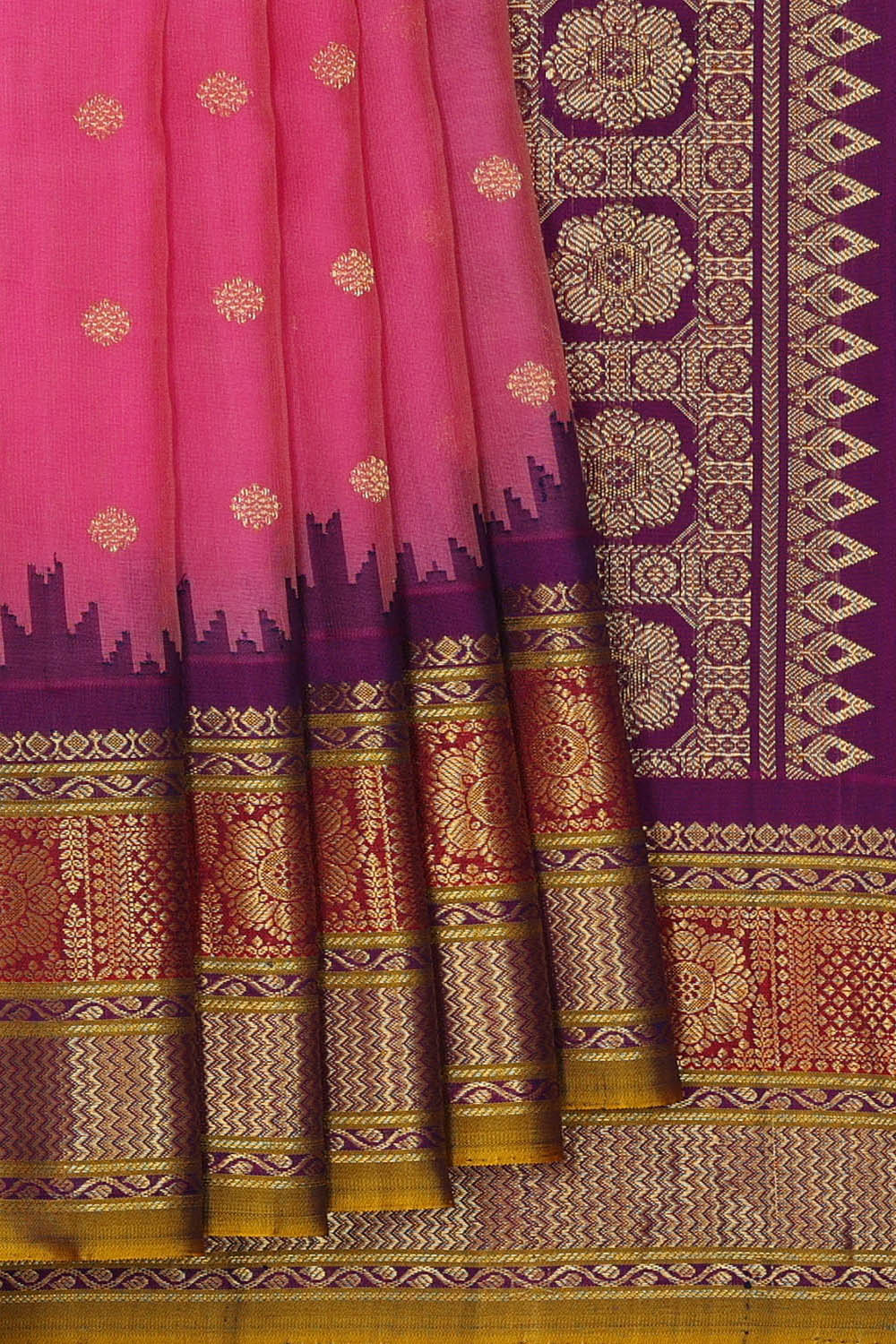 Image of Gadwal Silk Pink Saree