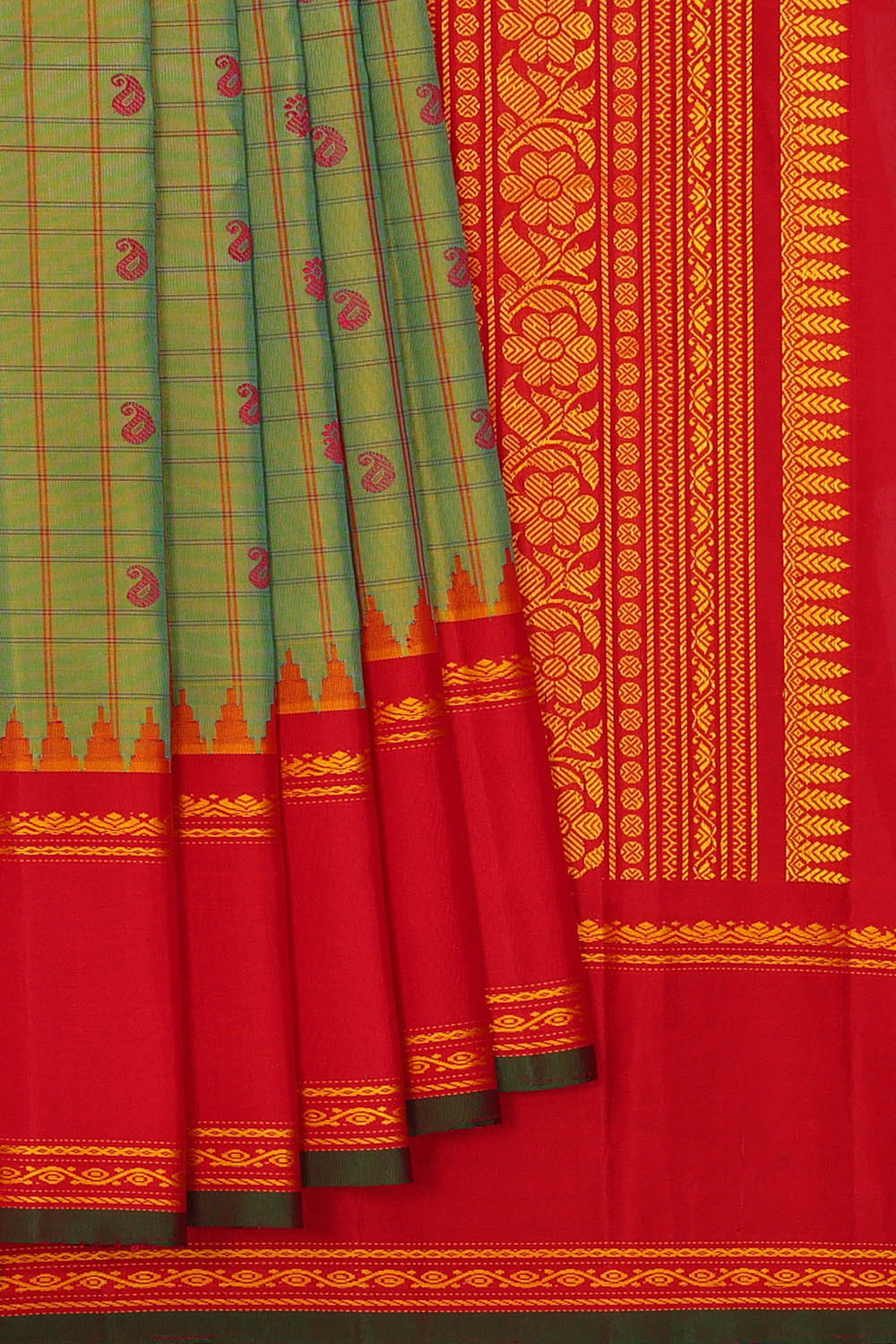 Image of Gadwal Silk Sea Green Saree