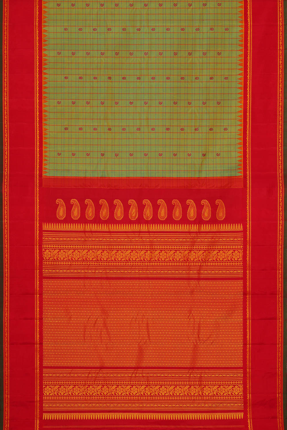Image of Gadwal Silk Sea Green Saree