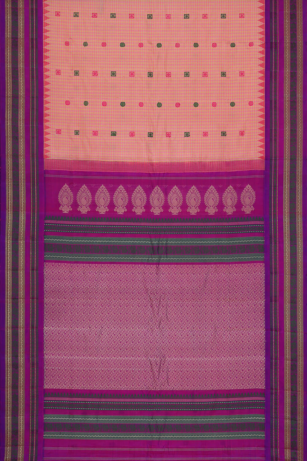 Image of Gadwal Silk Pink and Beige Saree