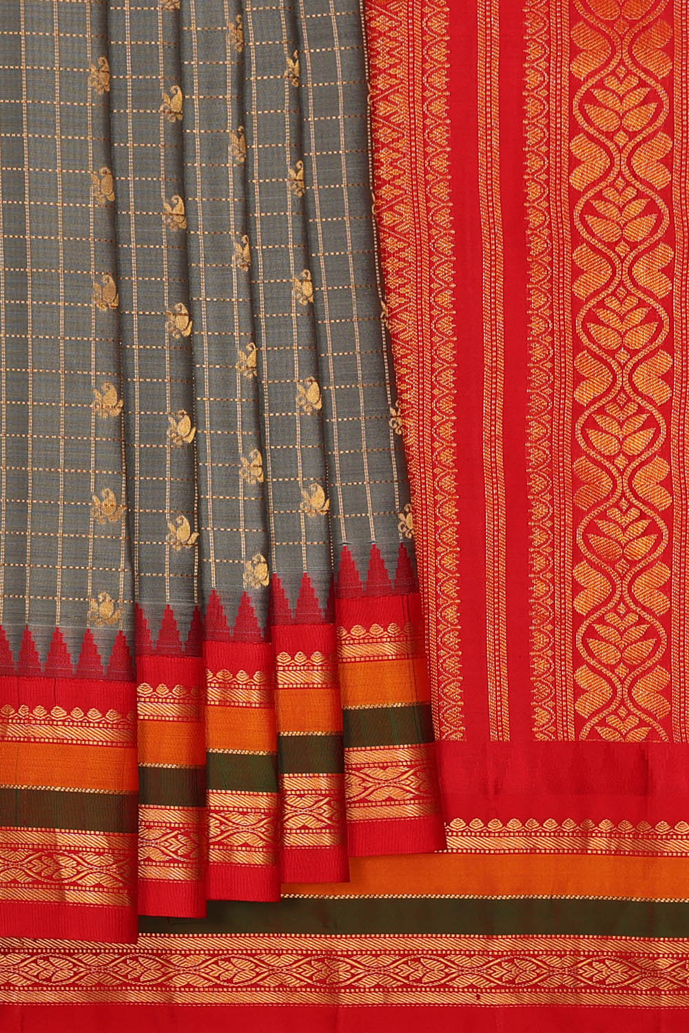 Image of Gadwal Silk Grey Saree