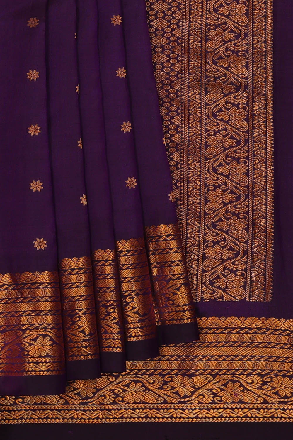 Image of Gadwal Silk Navy Blue Saree