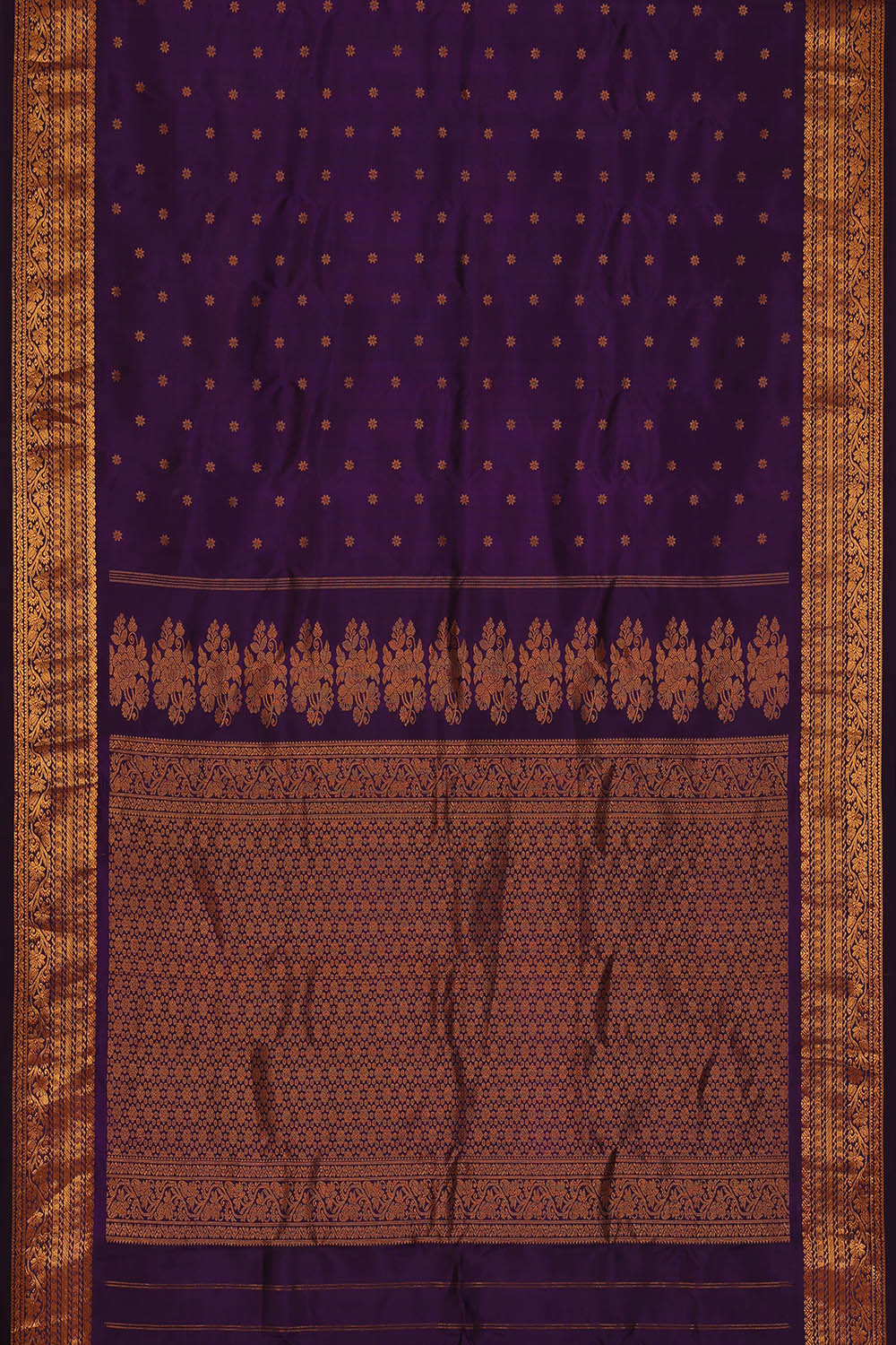 Image of Gadwal Silk Navy Blue Saree