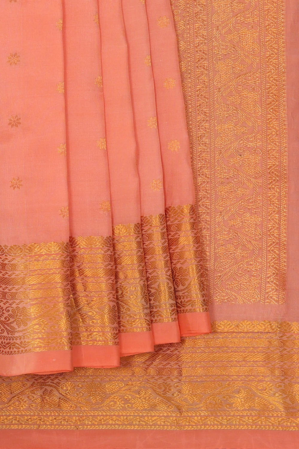 Image of Gadwal Silk Peach Saree