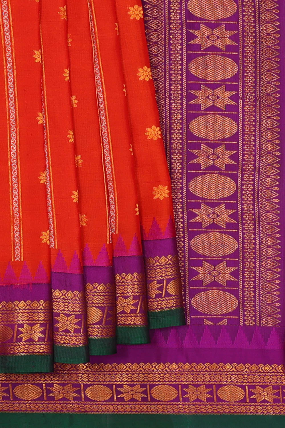Image of Gadwal Silk Orange Saree