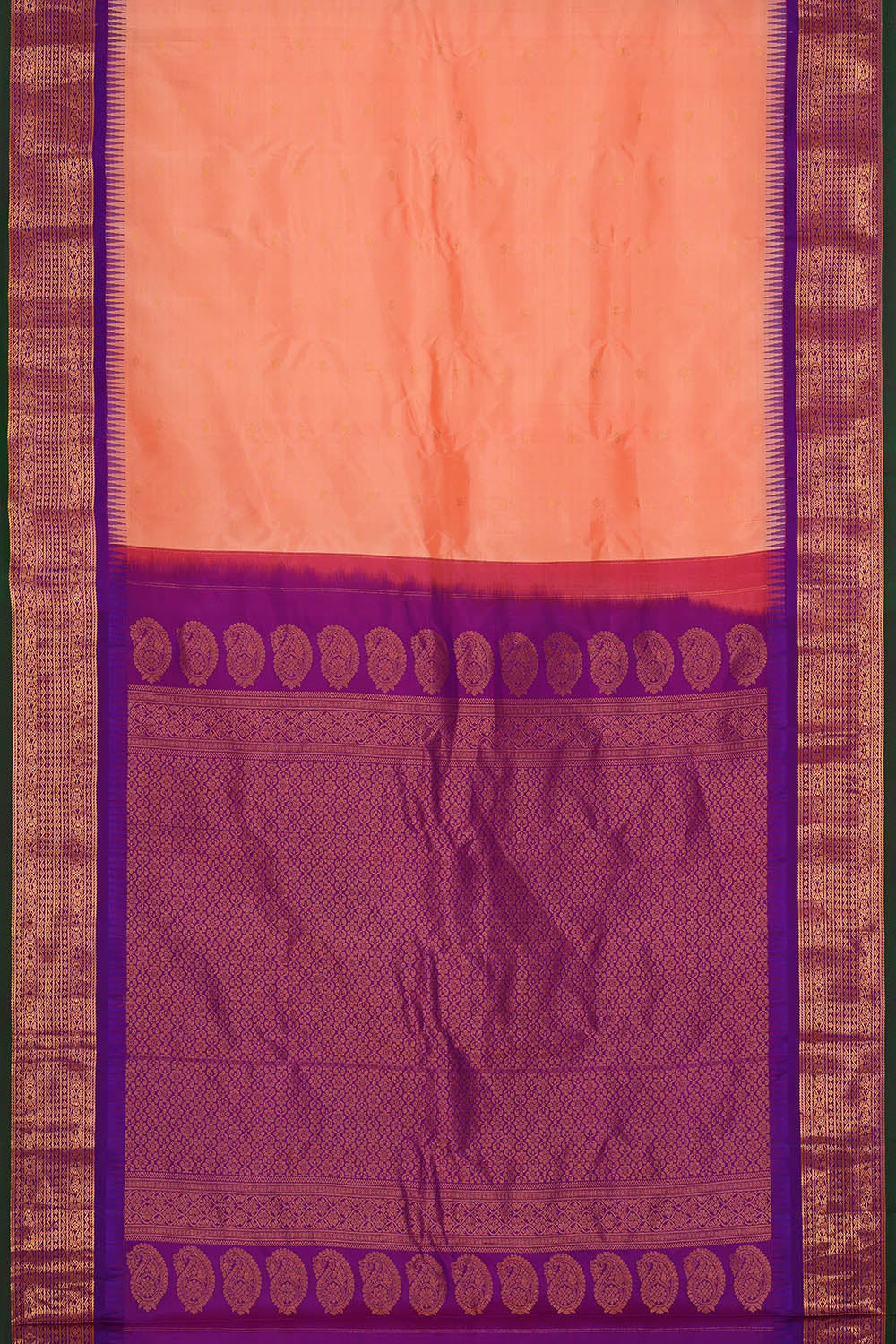 Image of Gadwal Silk Peach Saree