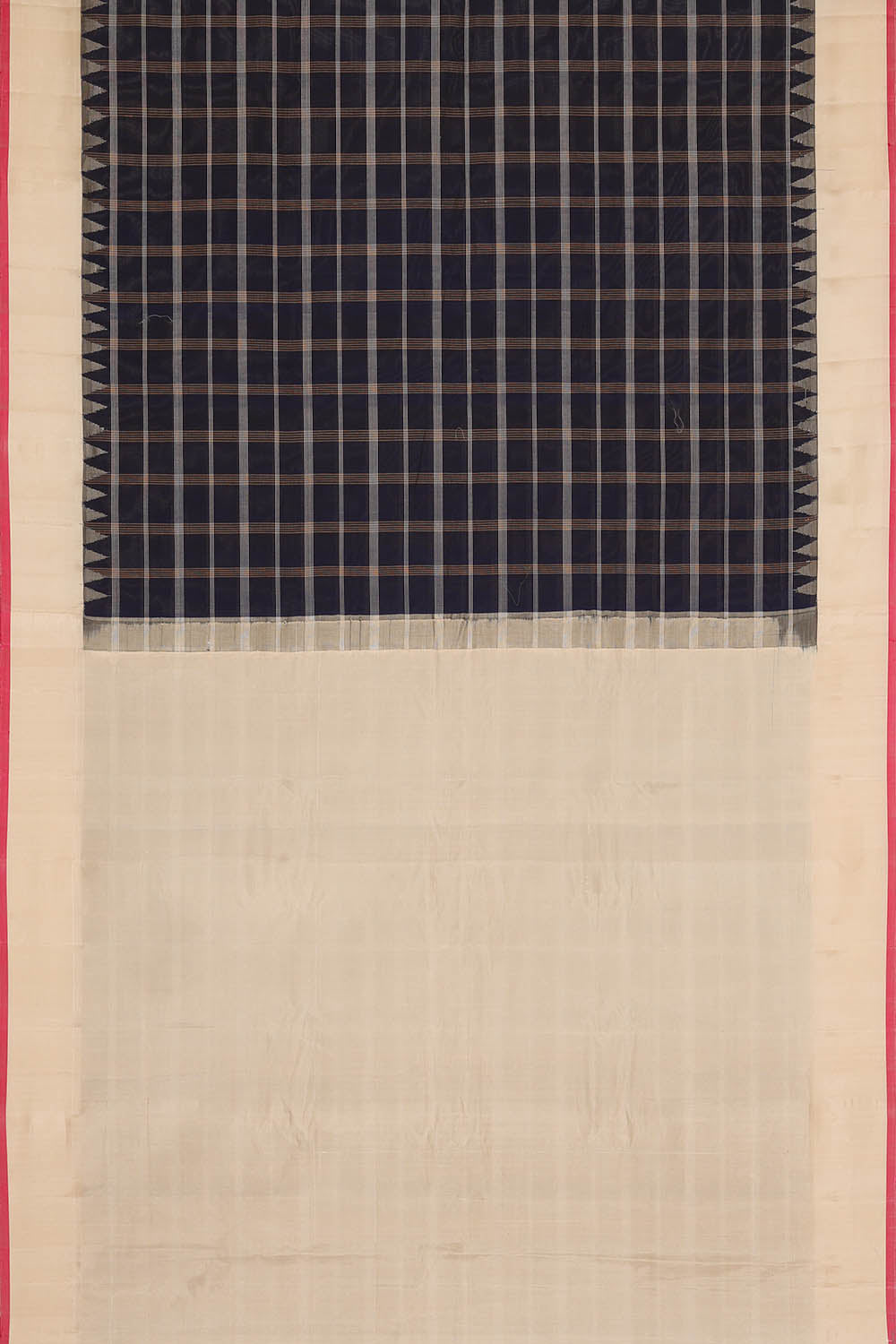 Image of Gadwal Cotton Silk Navy Blue Saree