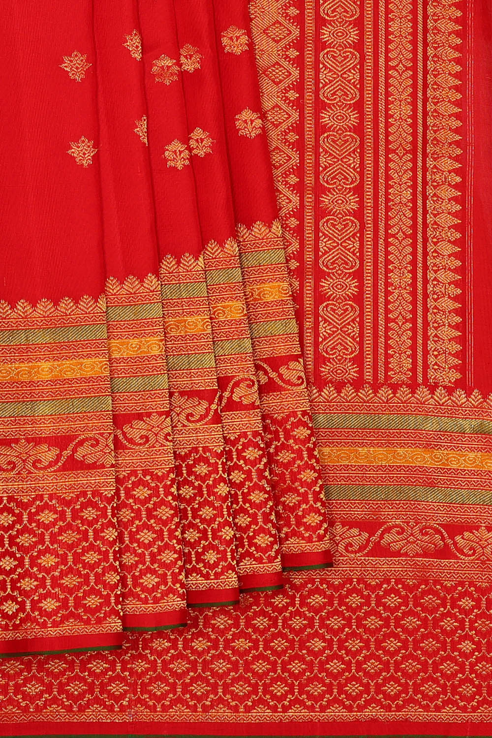 Image of Gadwal Silk Red Saree