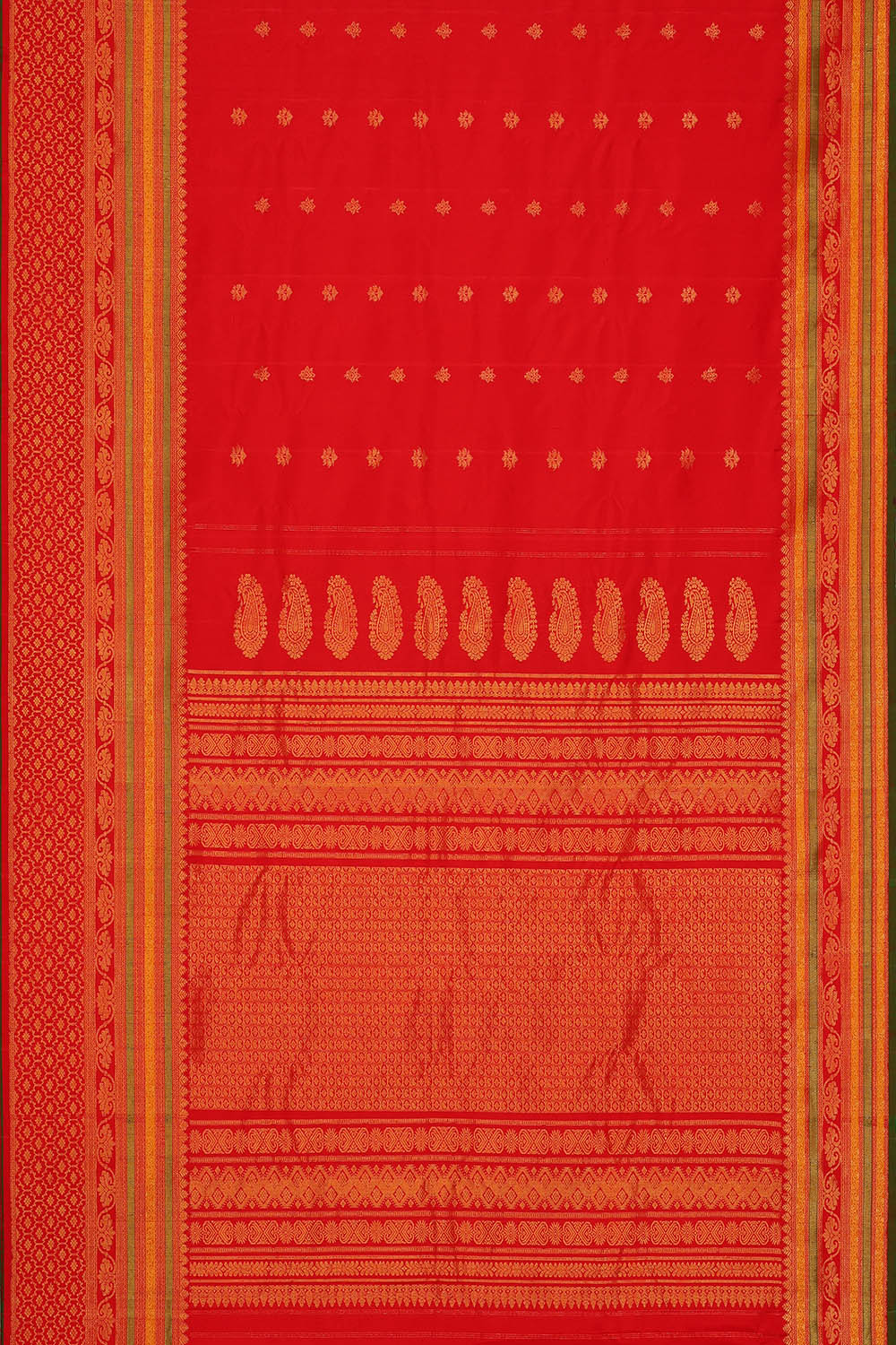 Image of Gadwal Silk Red Saree