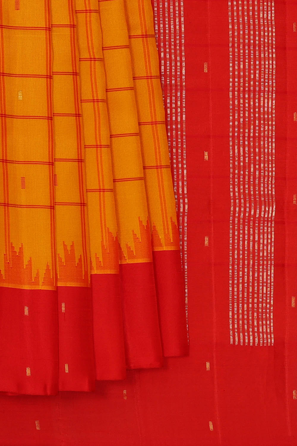 Image of Gadwal Silk Yellow Saree