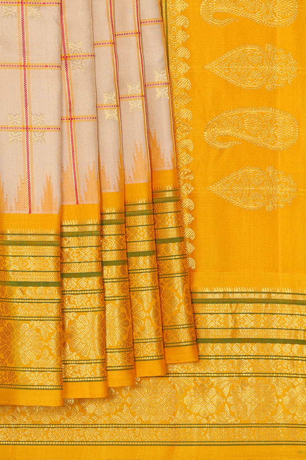 Image of Gadwal Silk Cream Saree