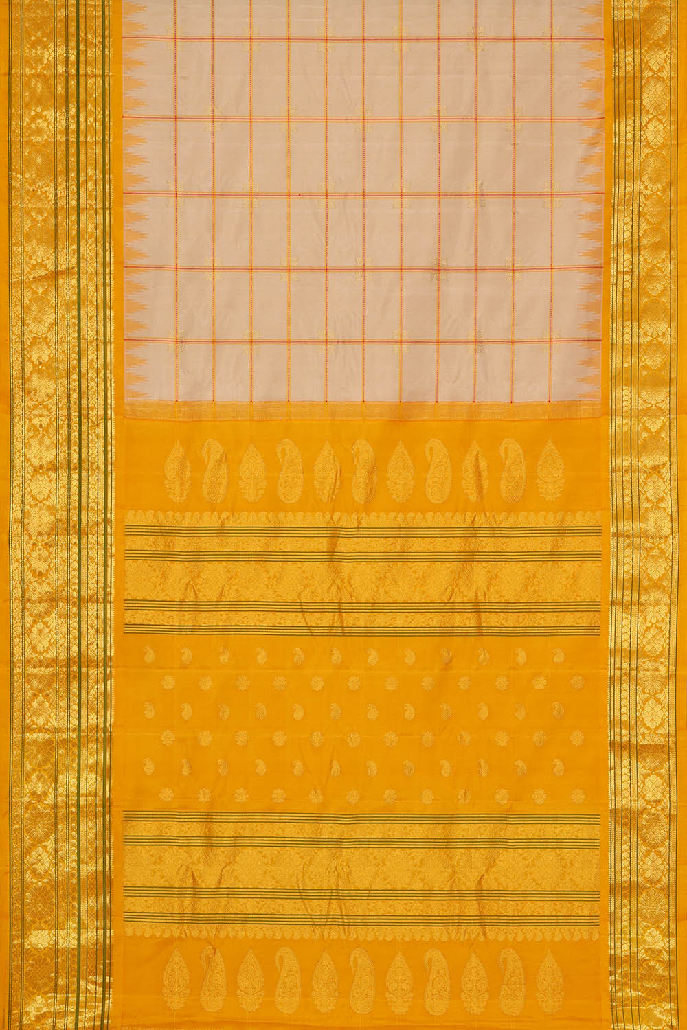 Image of Gadwal Silk Cream Saree