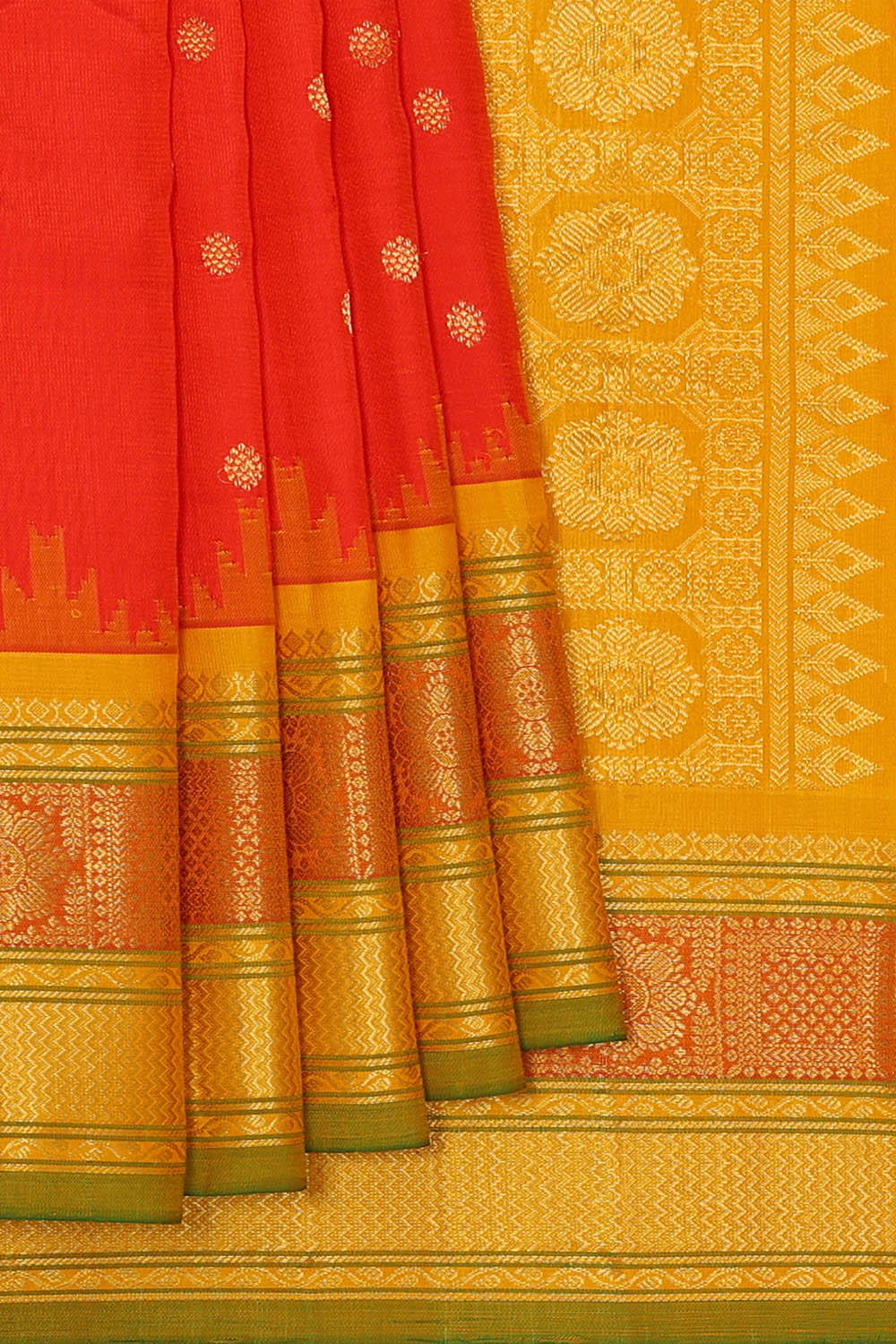 Image of Gadwal Silk Orange Saree