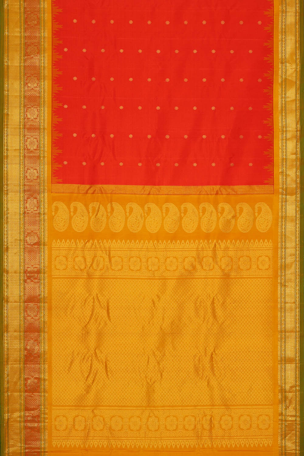 Image of Gadwal Silk Orange Saree
