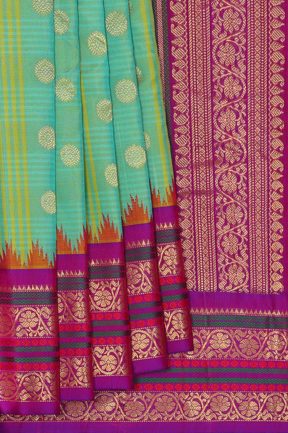 Image of Gadwal Silk Sea Green Saree