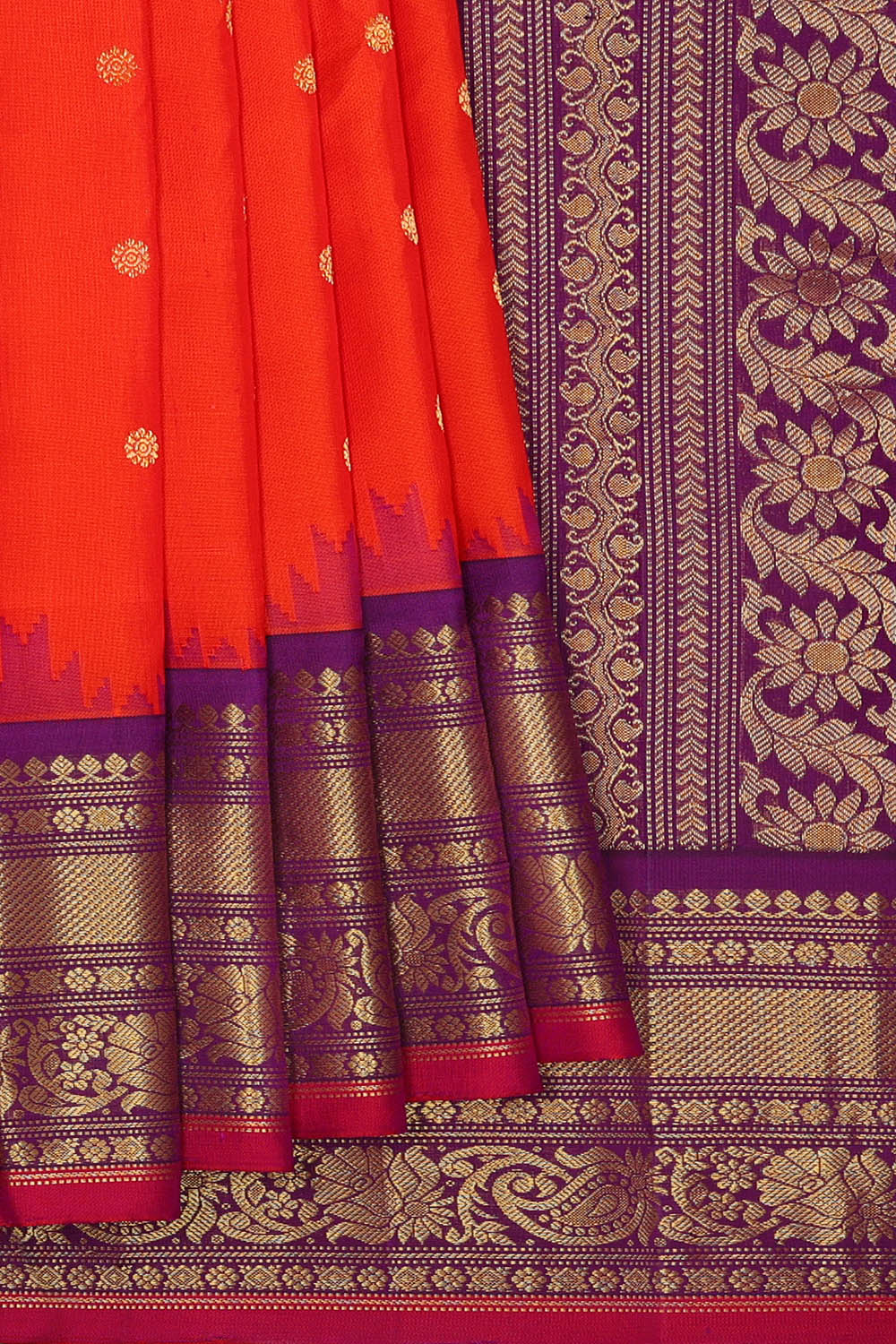 Image of Gadwal Silk Orange Saree
