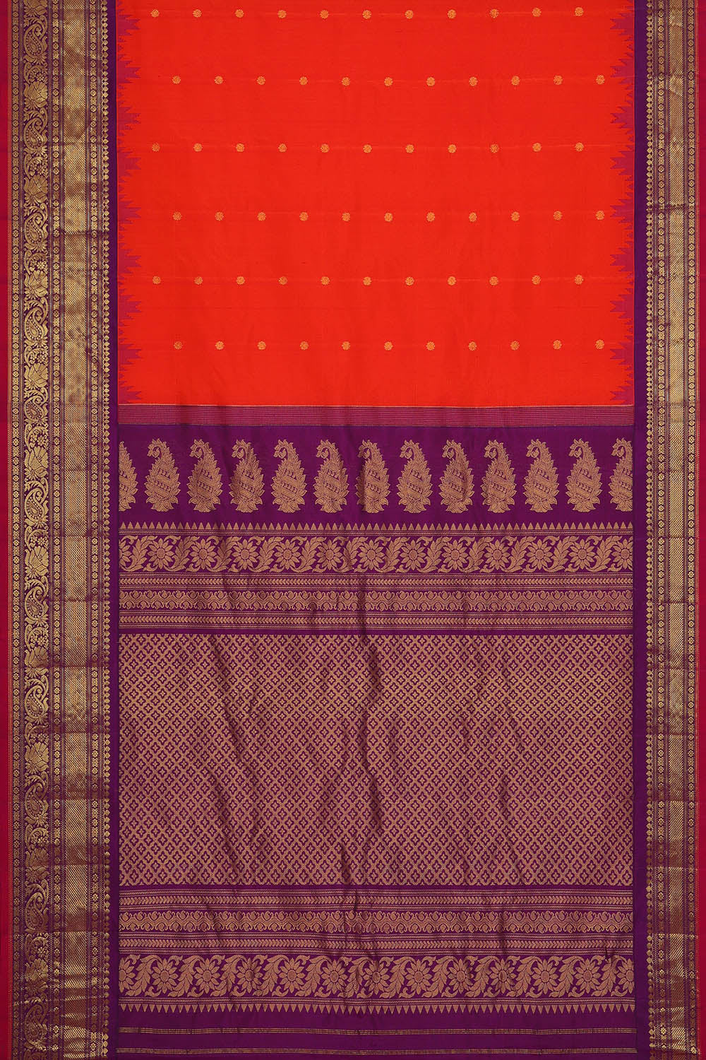 Image of Gadwal Silk Orange Saree