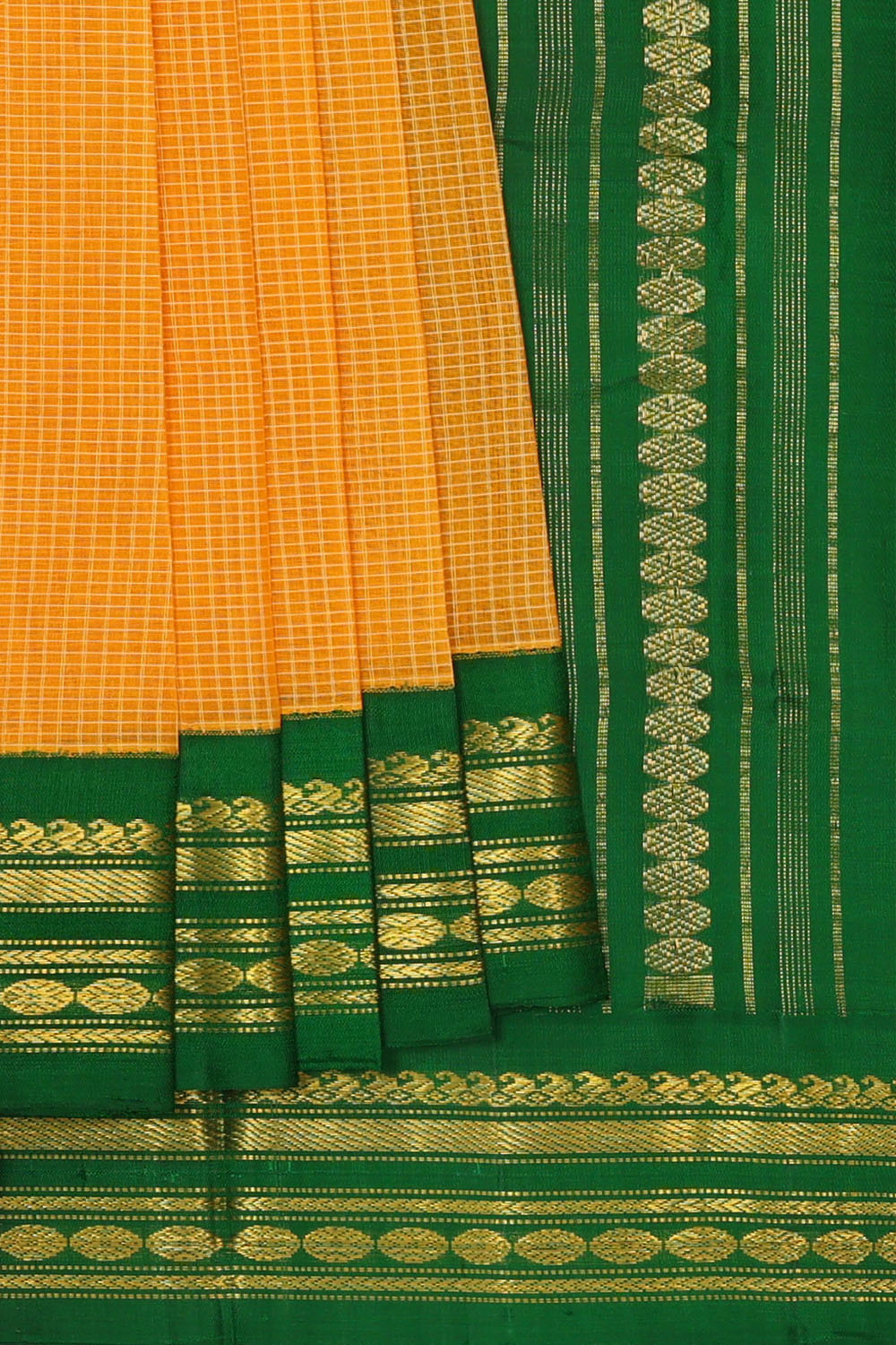 Image of Yellow Cotton Gadwal Saree