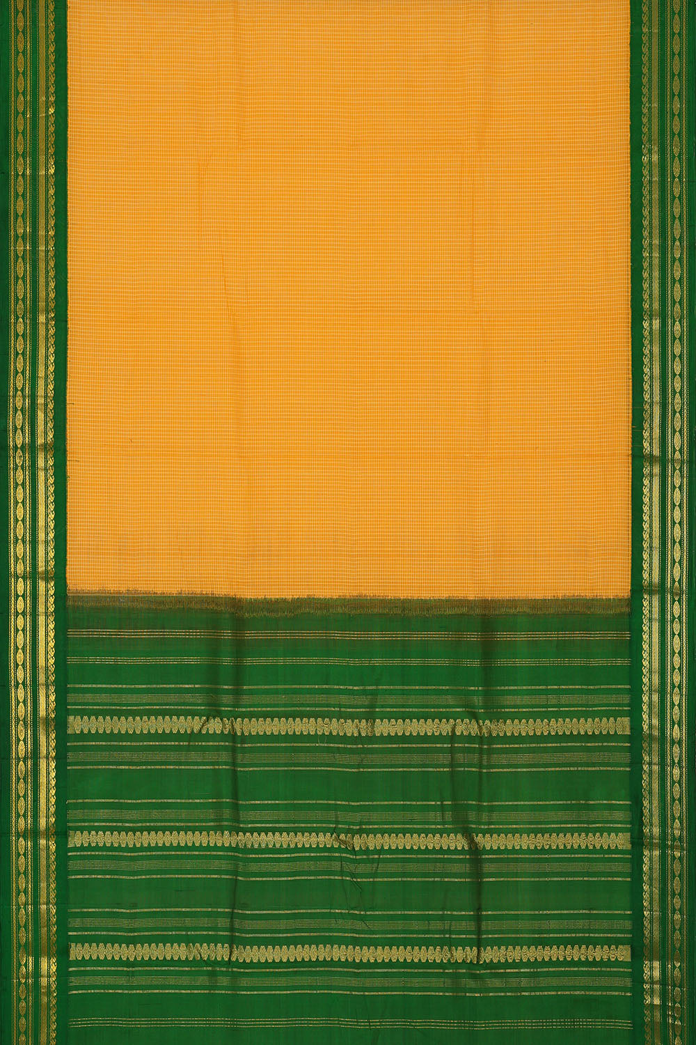 Image of Yellow Cotton Gadwal Saree