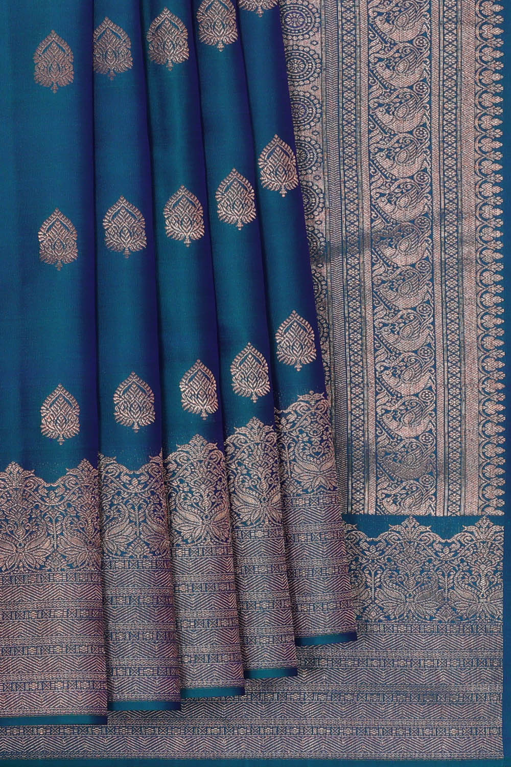 Image of Kanchipattu Silk Blue Saree