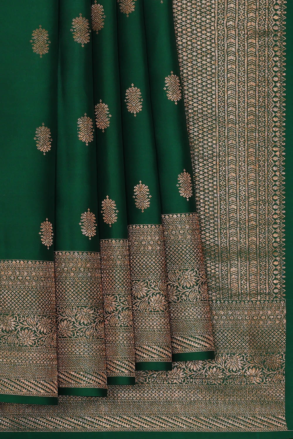 Image of Kanchipattu Silk Dark Green Saree