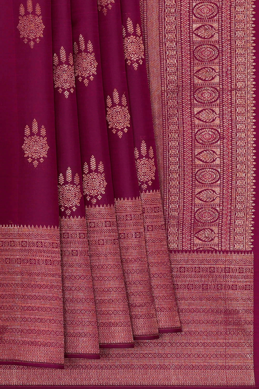 Image of Kanchipattu Silk Dark Magenta Saree