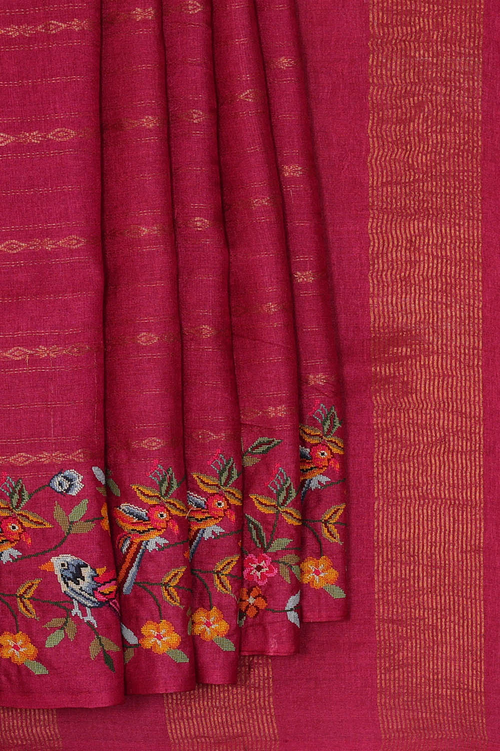 Image of Tussar Silk Magenta Saree