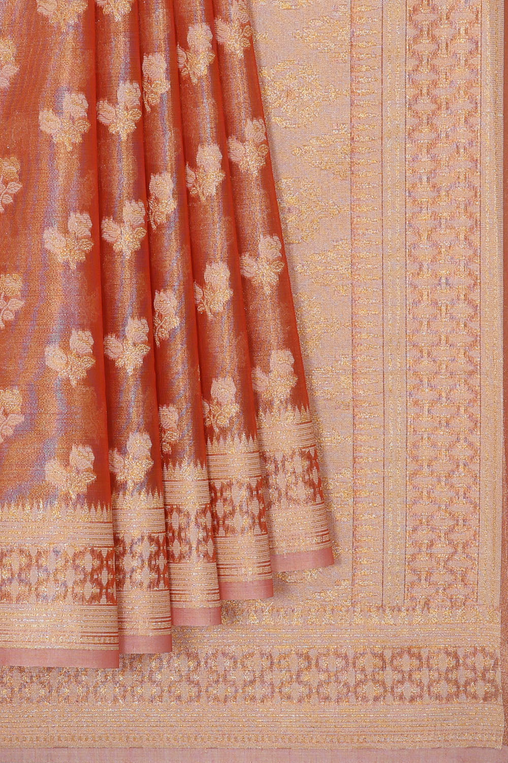 Image of Peach-Pink Banarasi Chiniya Silk Saree