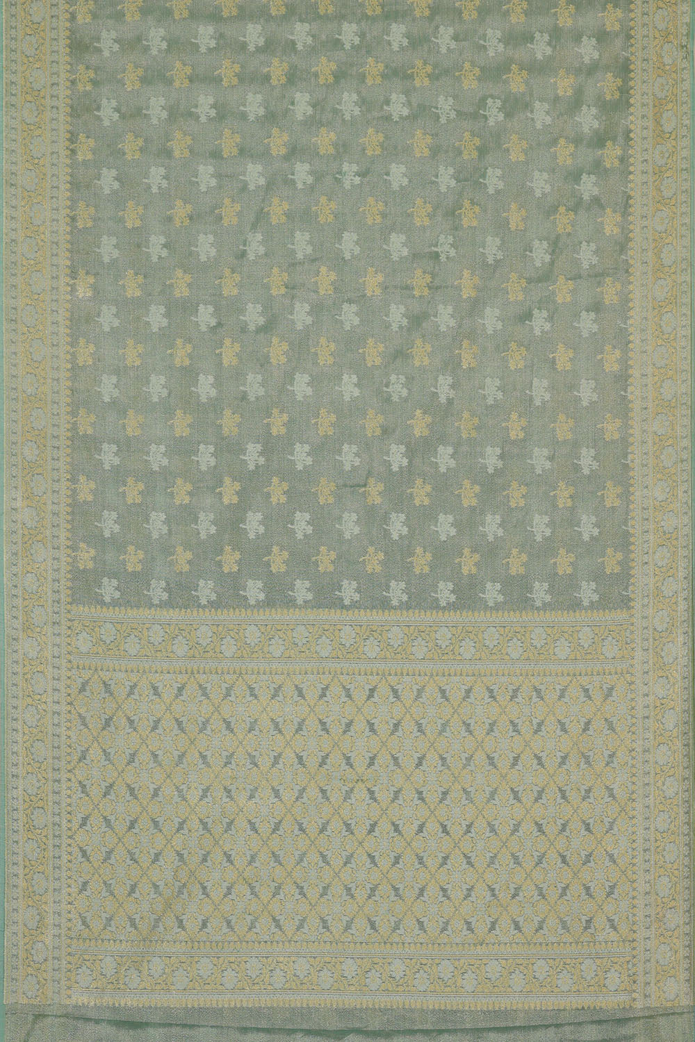 Image of Mint-Green Banarasi Chiniya Silk Saree