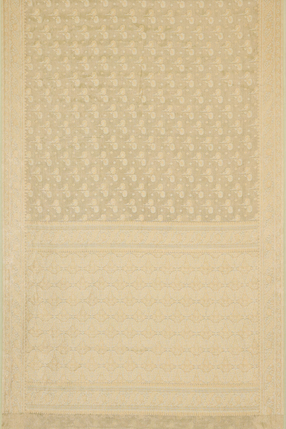 Image of Pastel-Green Banarasi Chiniya Silk Saree