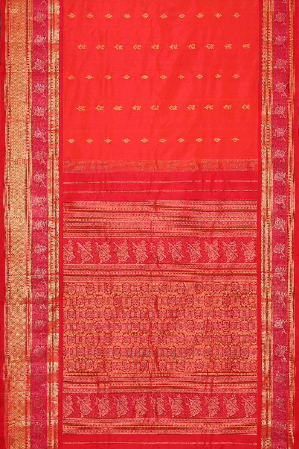 Image of Gadwal Silk Orange Saree