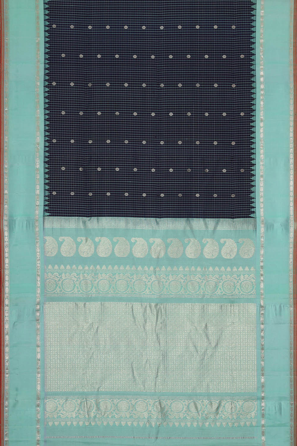 Image of Gadwal Silk Navy Blue Saree