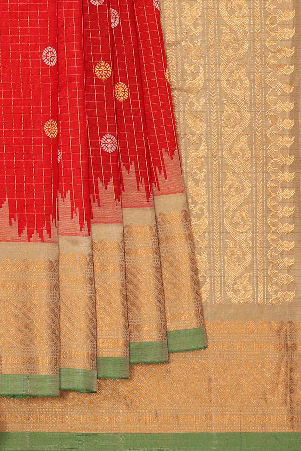 Image of Gadwal Silk Red Saree