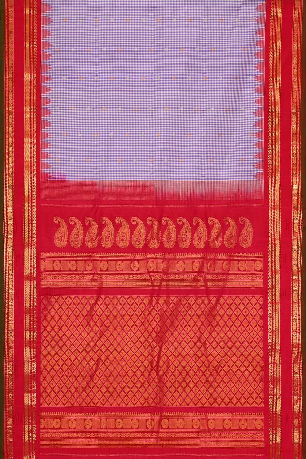 Image of Gadwal Silk Purple and White Saree