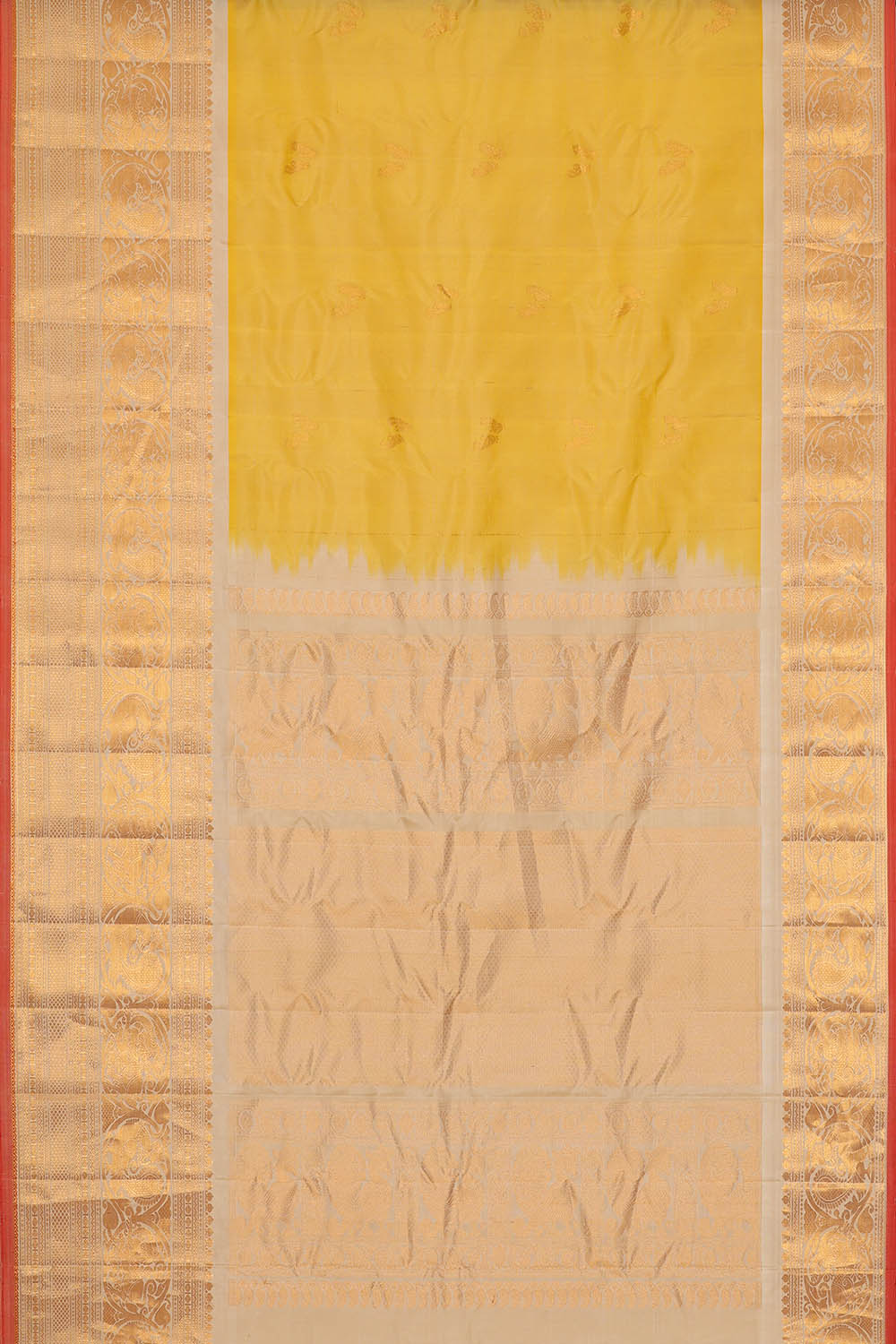 Image of Gadwal Silk Light Yellow Saree