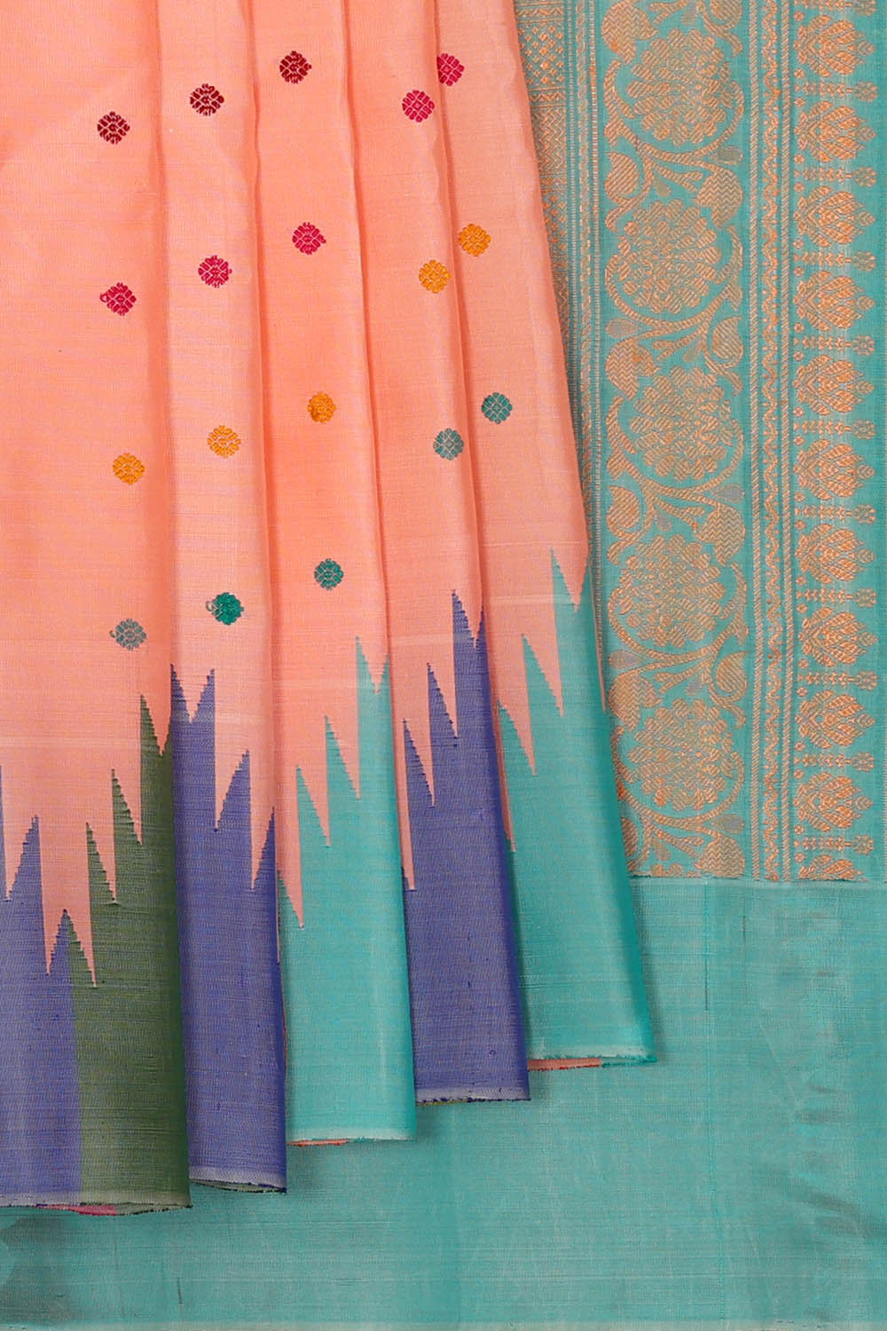Image of Peach Gadwal Silk Saree