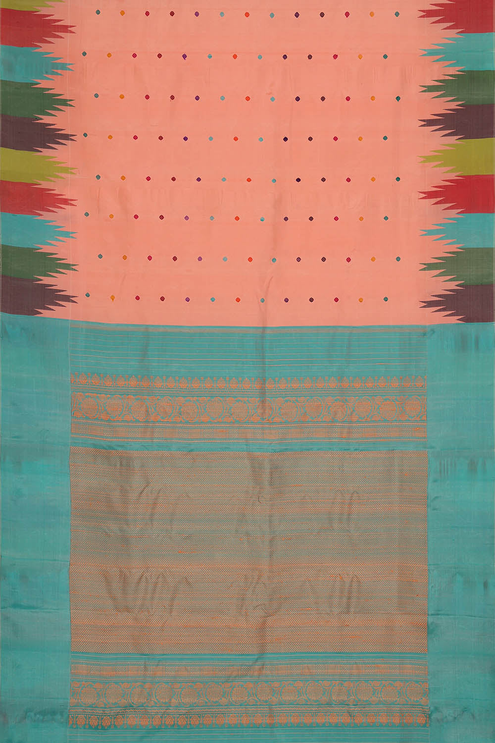 Image of Peach Gadwal Silk Saree