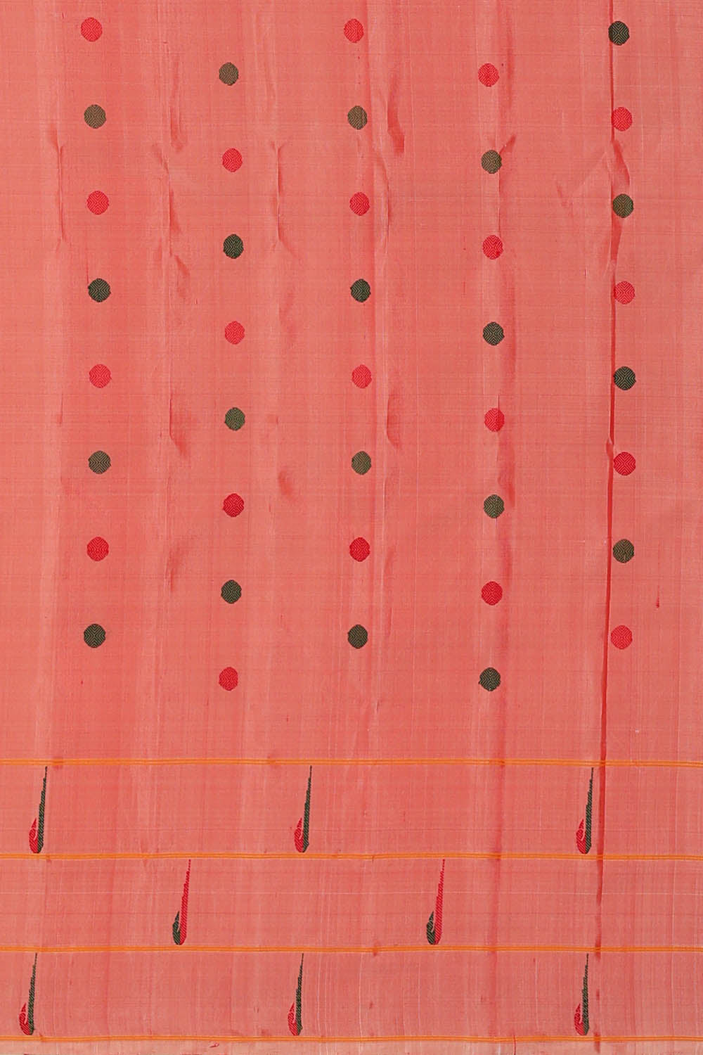 Image of Coral-Pink Gadwal Silk Saree