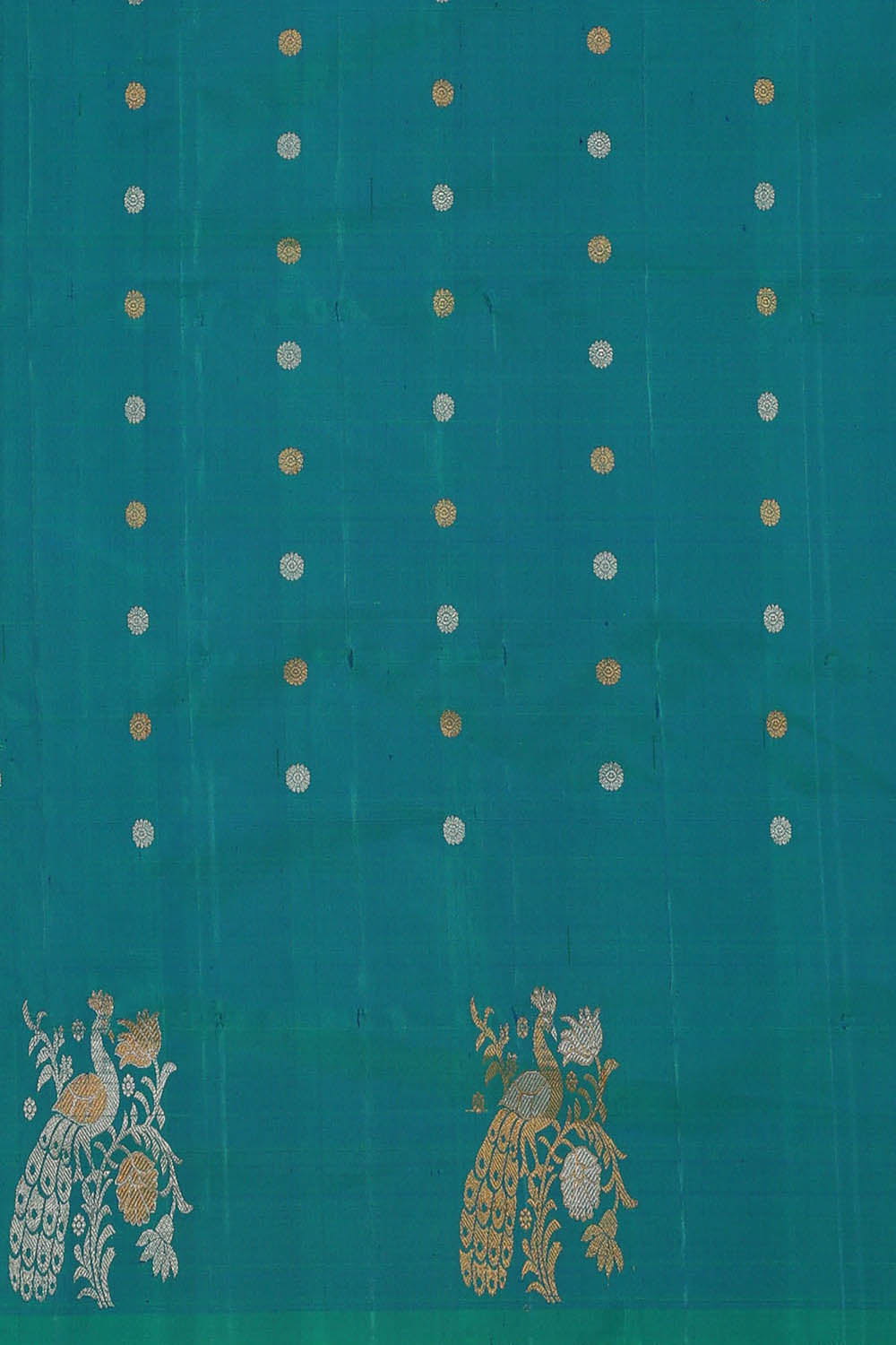 Image of Teal-Blue Gadwal Silk Saree