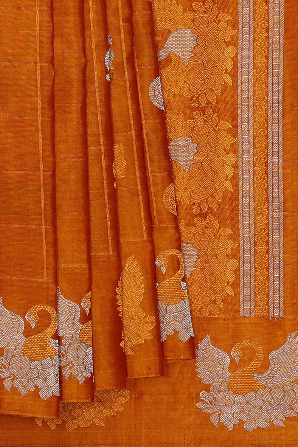 Image of Gadwal Silk Orange Saree